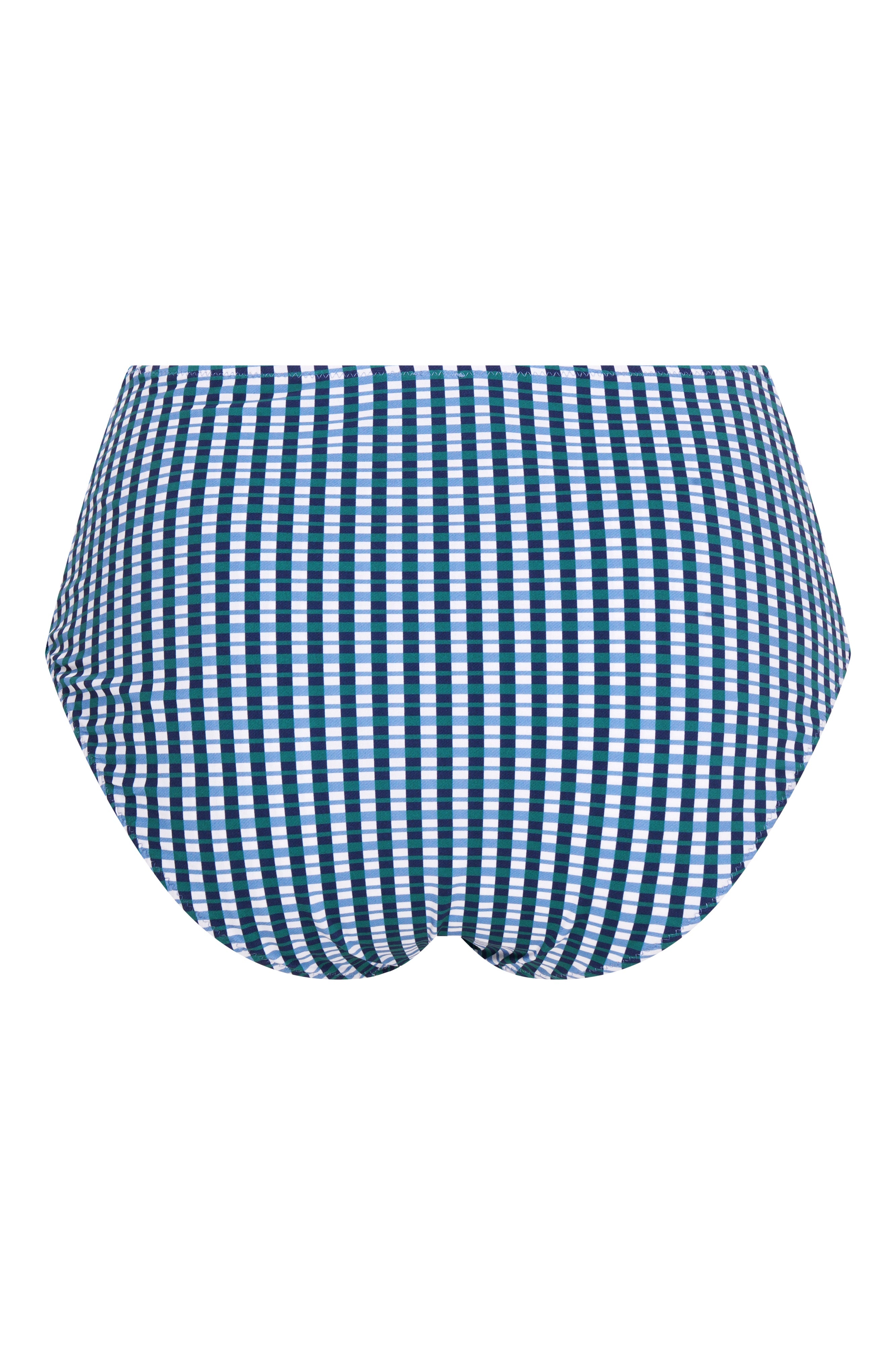 high-waisted indigo check