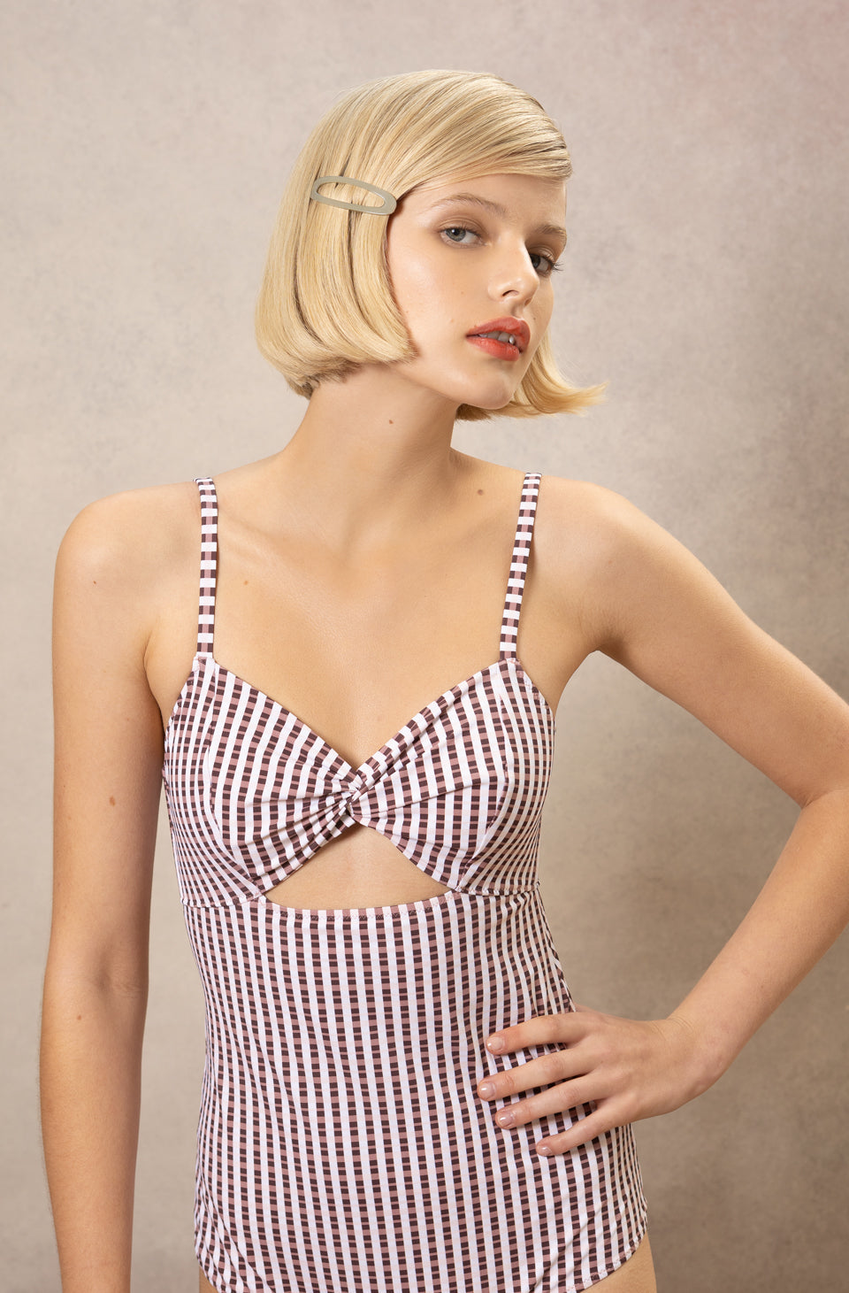 zoe blush check swimsuit